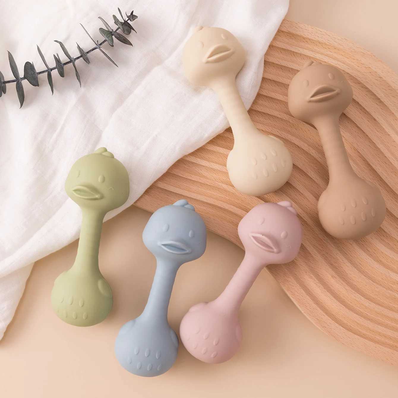1PCS BPA Free Silicone Baby Teether Rattle Chew Toy Duck Shape Infant Teething Toys Newborn Safe Sensory Learning Accessories G251125