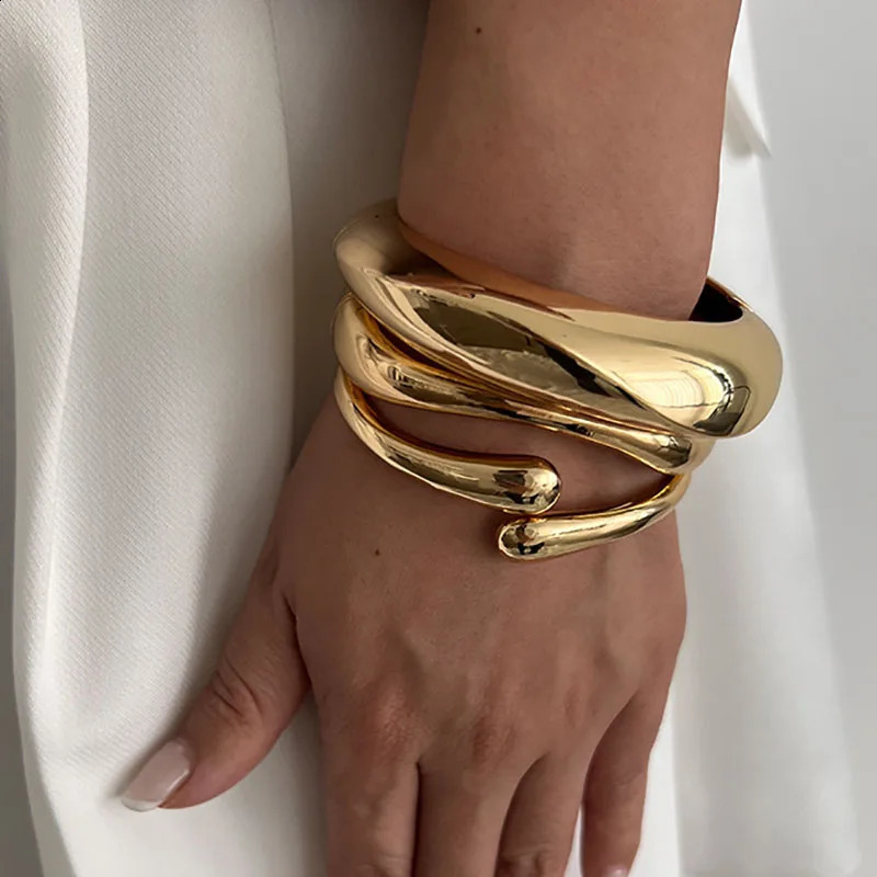 2 Retro Hip Hop Metal Cuff Bracelets Punk Gold Silver Geometric Spring Mens Jewelry 250415