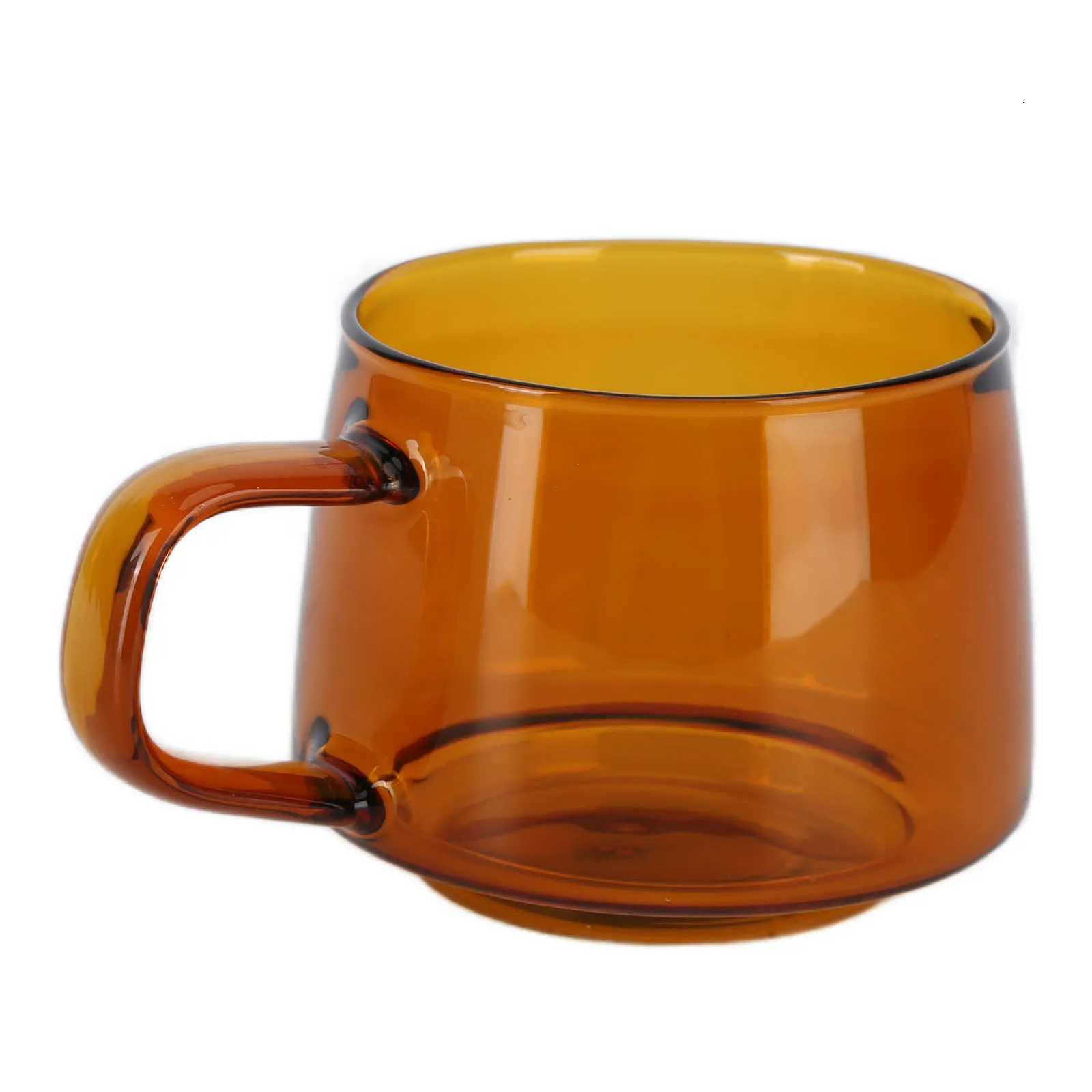 250-350ml Glass Coffee Cup Crystal Coffee Mug with Handle High Temperature Resistance for Home and CafeAmber Y251125