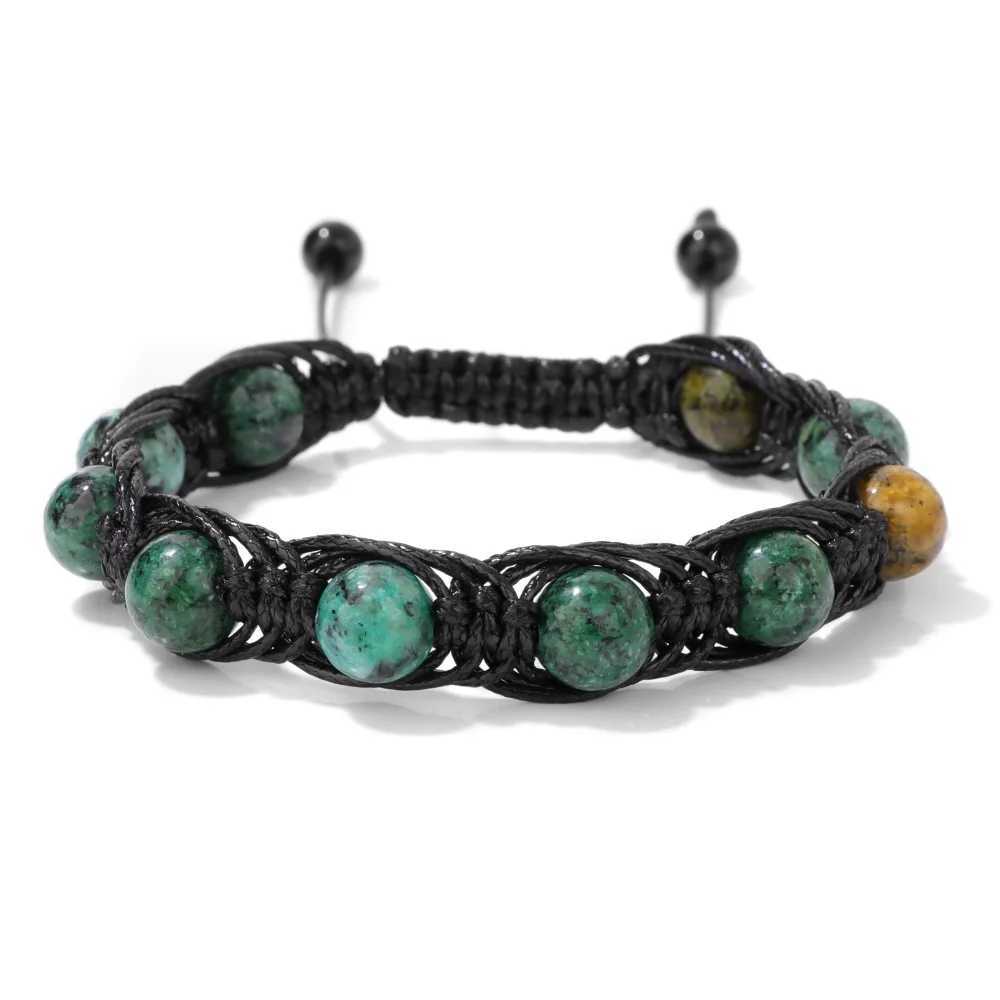 Natural Amethysts Beads Cord Knotted Braid Bracelets For Women Men Handmade Wax Line Wire Wrapped 8mm Stone Bracelet Jewelry J251125