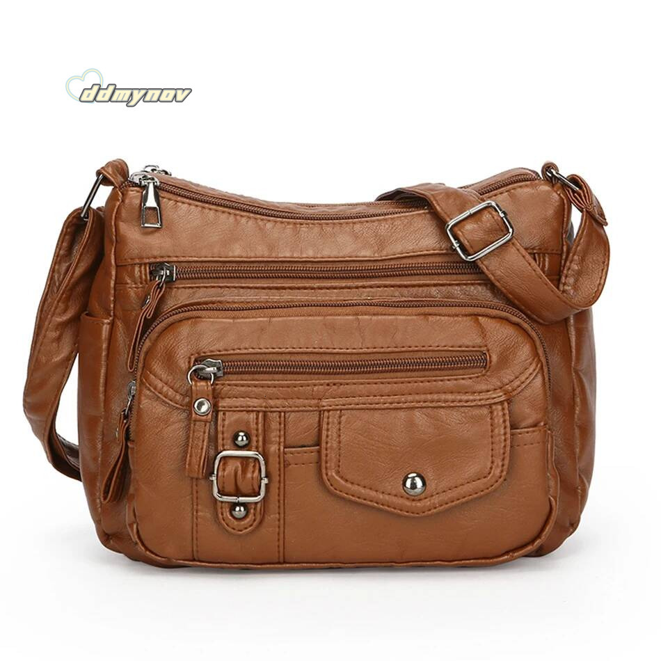 Retro Soft Pu Leather Crossbody Bags for Women 2025 Female Multi Pocket Shoulder Bag Purses and Handbags Designer Messenger Sac ddmynov