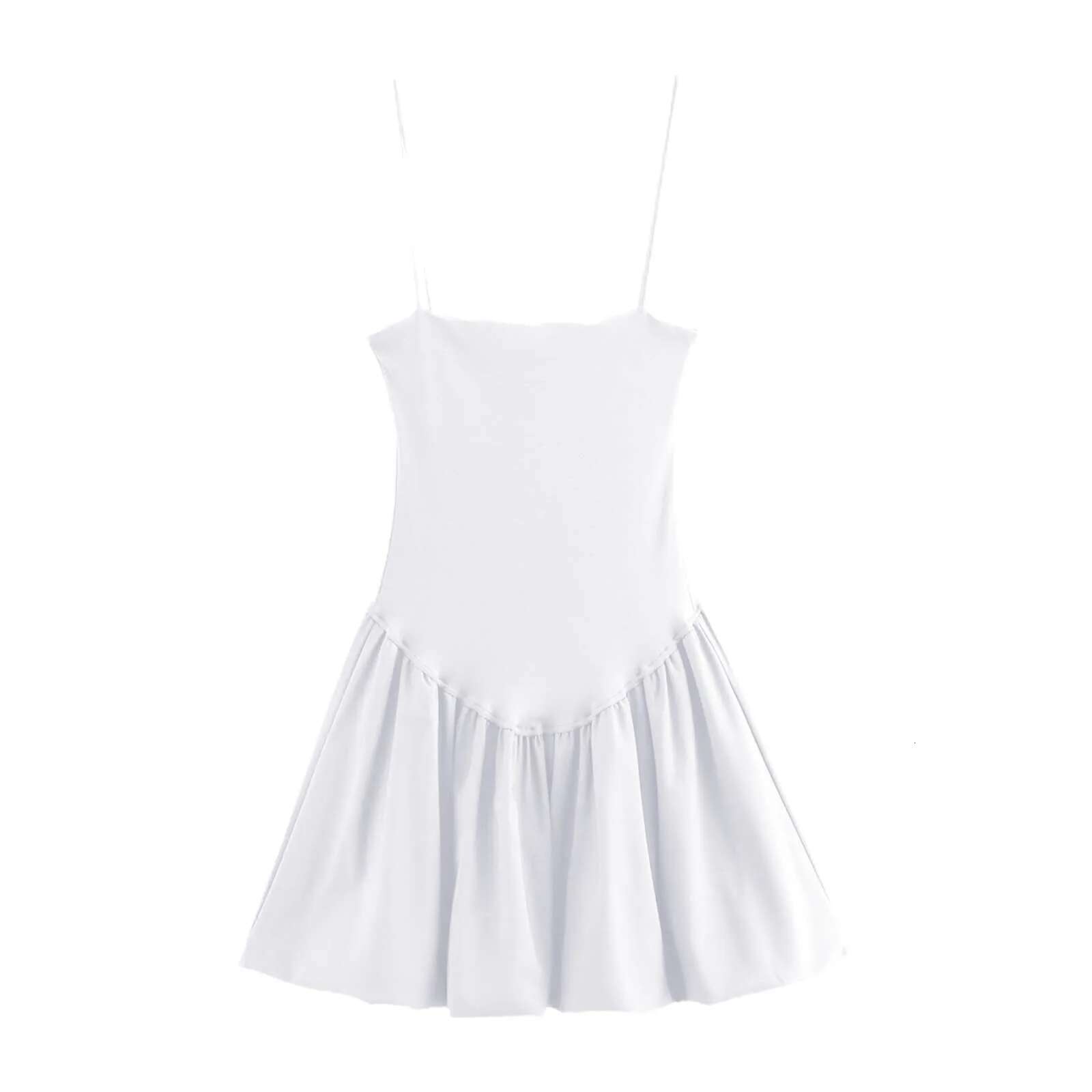 Dongdumaoyi Green Slip Short Dresses For Women White Puff Mini Dress Woman Rib Sleeveless Sexy Summer Ruched Party
