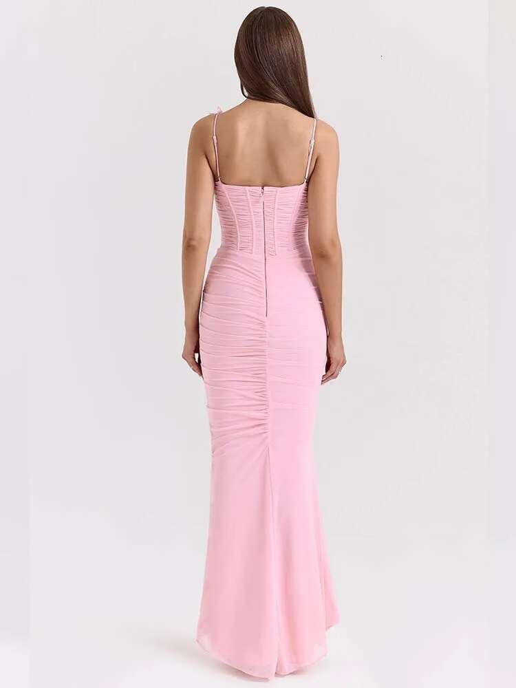 Dongdumaoyi Townlike Maxi Long Slim Bodycon Dress Women Spaghetti Strap Spring Summer Mesh Nightclub Sexy Party Dresses