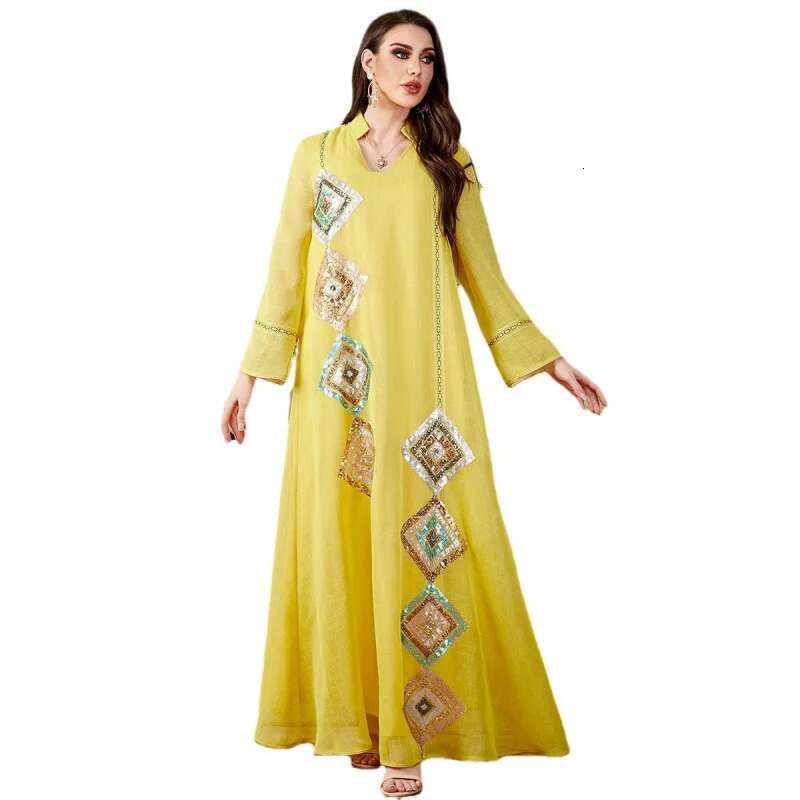 Dongdumaoyi Muslim Djellaba Women S Sleeve Abaya Sequin Long Saudi Dubai Dress W