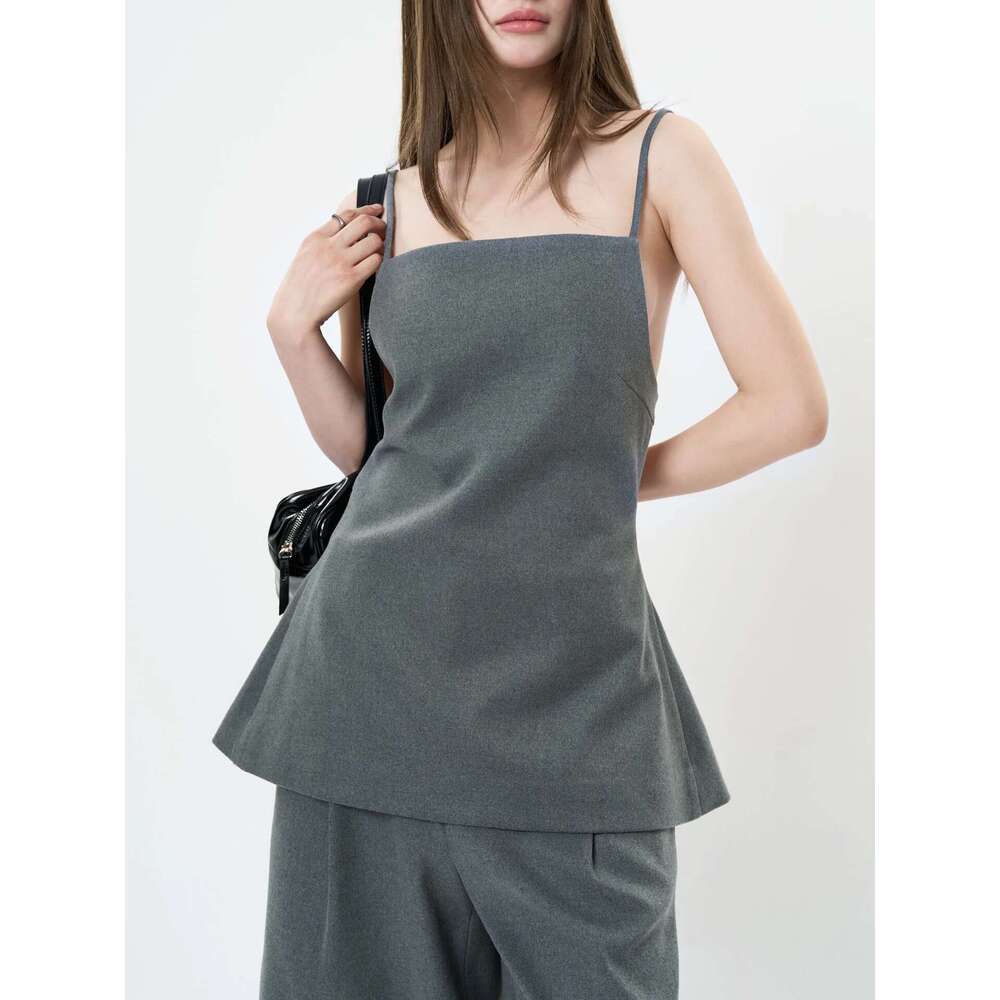 Spring Women's Casual Solid Color Slim Fit Backless Camisole Vest