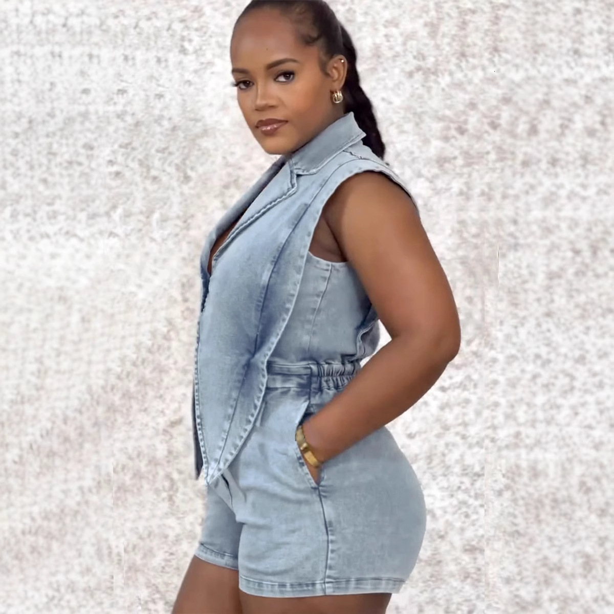 Women Jumpsuits 2025 New Fashion Casual Washed Loose Denim Jumpsuit Shorts 2 Colors