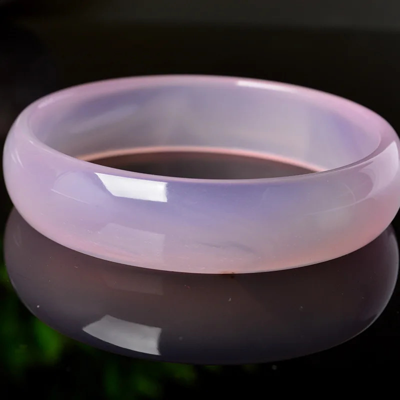 Transparent Pink Chalcedony Bracelet Womens Fashionable and Simple Agate Jade Bracelet 250424