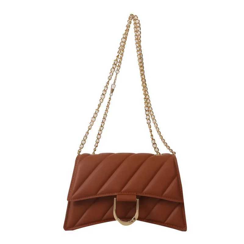 Metal chain flip cover square horizontal bag single adjustable thin shoulder strap womens ten letter messenger bag sewing thread W250425