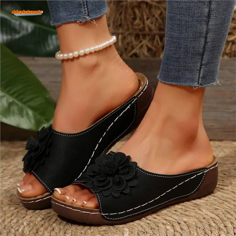 Summer Elegant Shoes Woman Slides Ladies Wedge Sandals For Women Casual Footwear Slipper Female ddmykukumalu