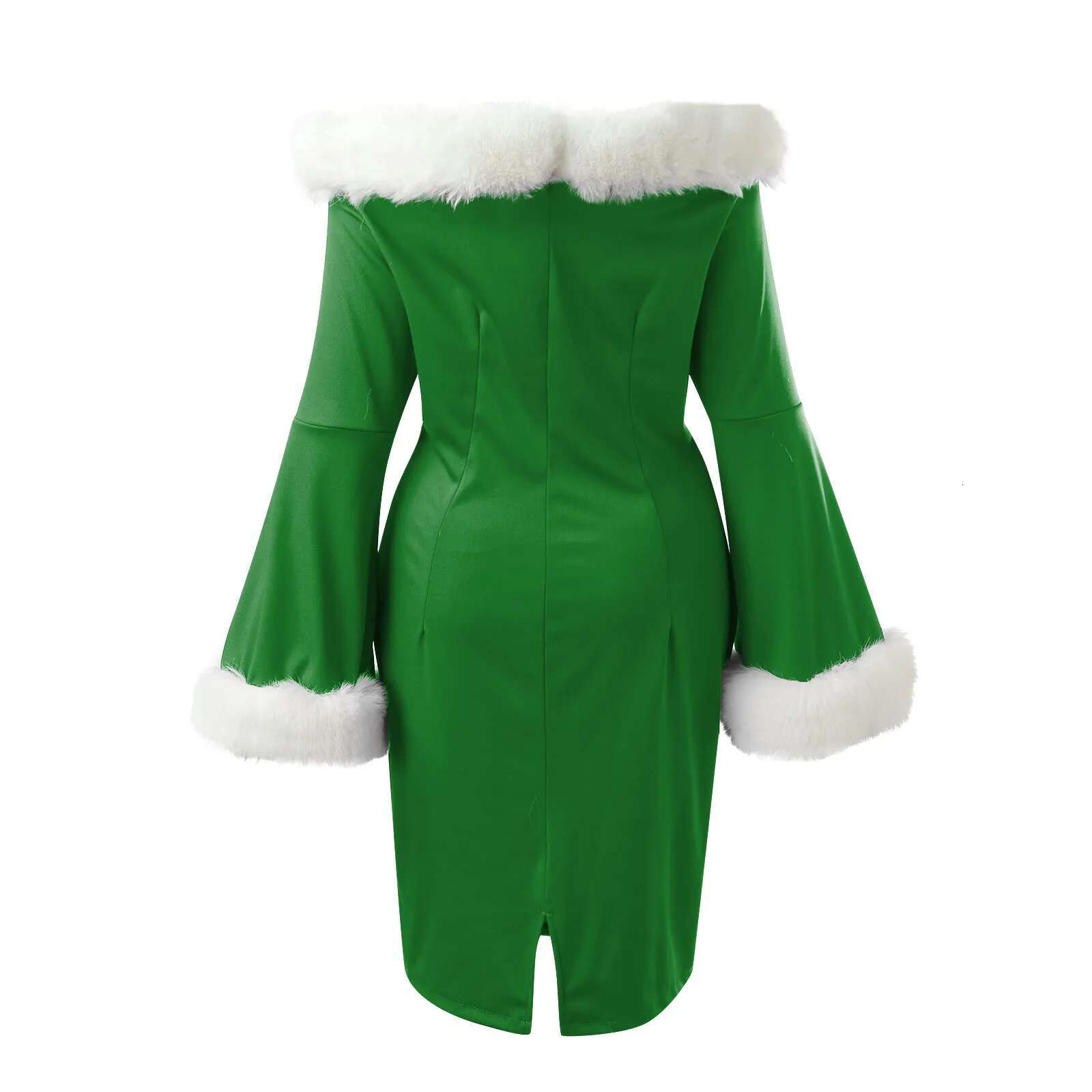 Dongdumaoyi Autumn Winter Elegant Christmas Print Dresses Women Off The Shoulder Bodycon Long Sleeve Plush Retro Party Costumes