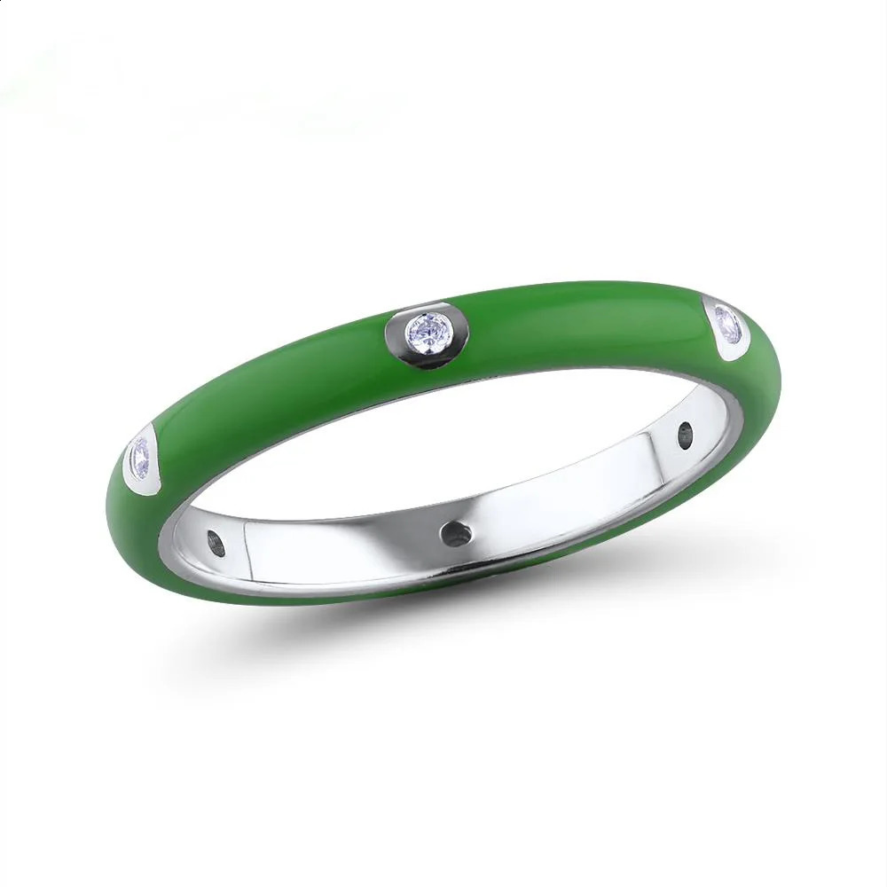 925 silver WomenS Ring Silver Colorful Rainbow Zircon Eternal Stackable Ring Fashion Jewelry Hand Enamel 250425