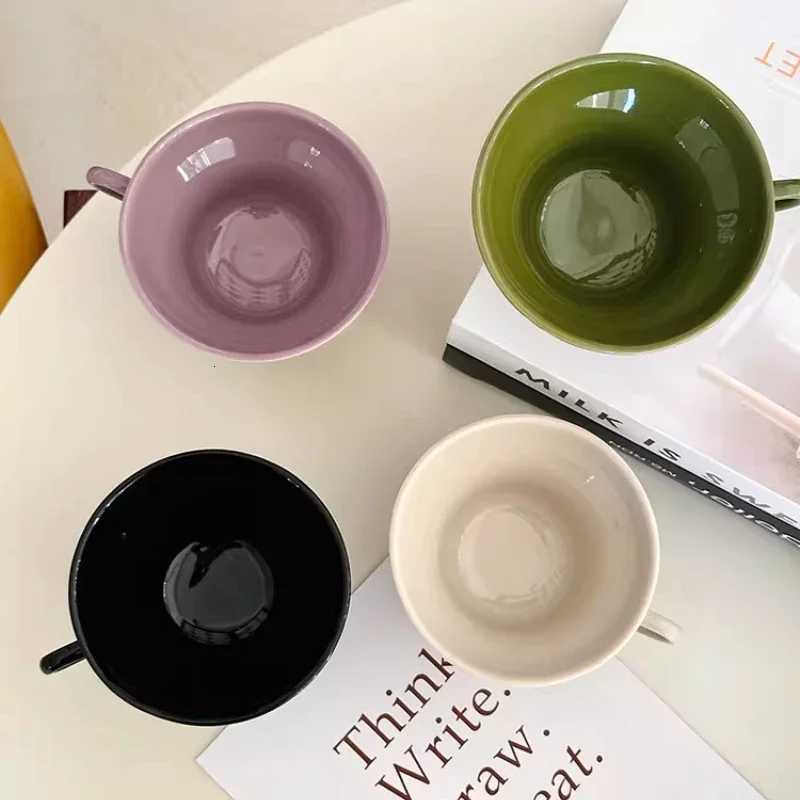 Ceramic Solid Color Tripodia Exquisite Coffee Cuphigh Appearance Level Cup Household Flower Tea Mug Milk Afternoon Tea Cup Y251125