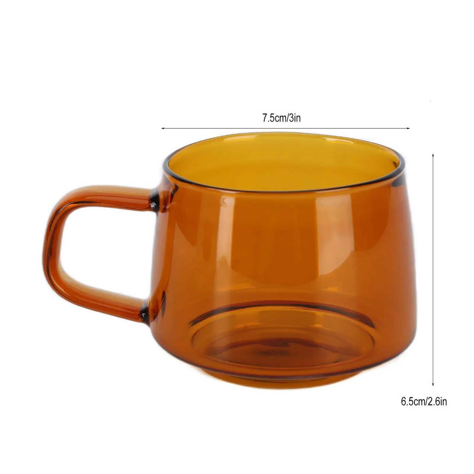250-350ml Glass Coffee Cup Crystal Coffee Mug with Handle High Temperature Resistance for Home and CafeAmber Y251125