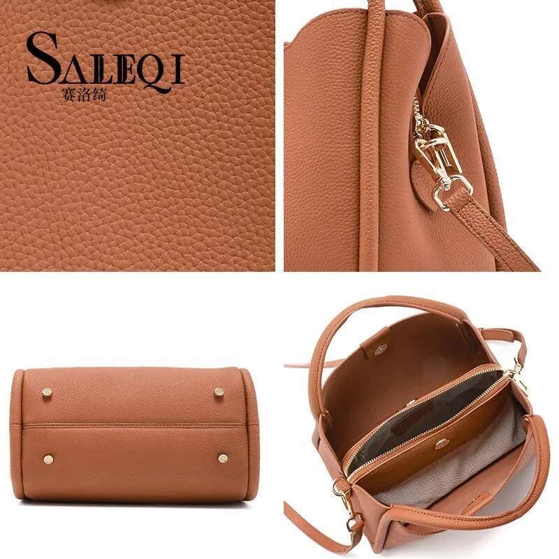 Genuine Leather Bucket Bag Designer High Quality Cowhide Female Shoulder Crossbody Bags Tote Vegetable Basket Handbag New
