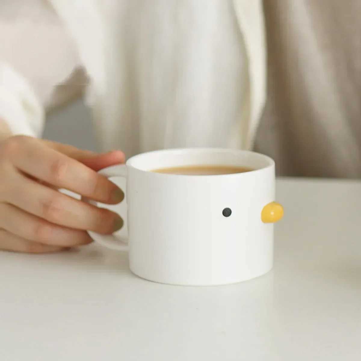 400ml Mug Ceramic Chick Coffee Mug Microwave Safe Ceramic Milk Mug Juice Handgrip Office Teacup Cup Kitchen Party Drinking Tools Y251125