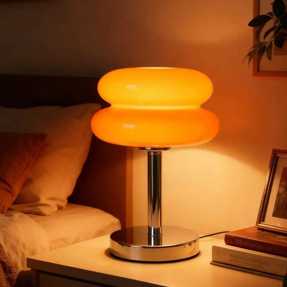Macaron Glass Table Lamp Trichromatic Dimming Living Room Atmosphere Lamps Eye Protection Night Light Girl Bedroom Bedside DecorM251125