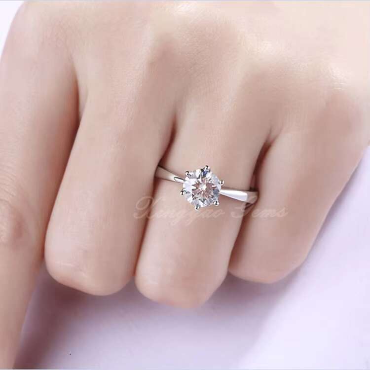 Moissanite Diamond Ring 18K Classic Wholesale Customized for Wedding Six Claws White Gold Opp Bag Womens Environmental Friendly