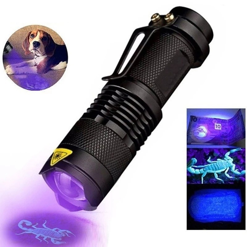 2AA Custom Logo Mini Ultraviolet Torch Pocket 395nm 365nm UV LED Black Light Flashlight Aluminum IP65 Scorpion Detect Emergency Use for gift