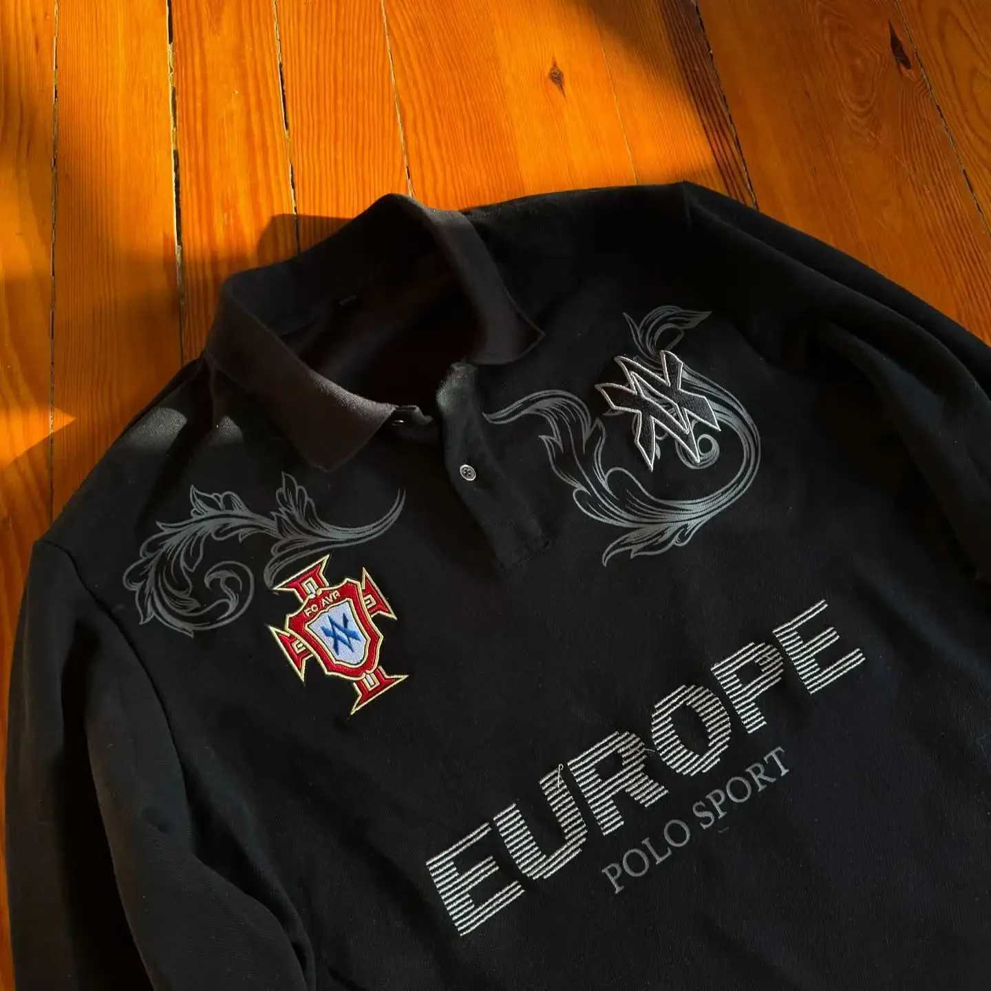 Fashion Y2k Polo Shirt Casual Loose Pattern Embroidery Long Sleeve T Shirts Street Sweatshirt Mens Baseball Clothing Lapel Golf Jersey Y251125