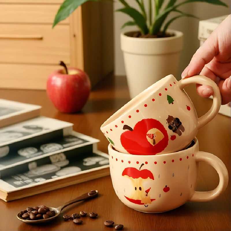Cute Cartoon Anime Peripheral Apple Model Doll With Cover For Home Use Super Cute And High Aesthetic Value Creative Mug Gift Y251125