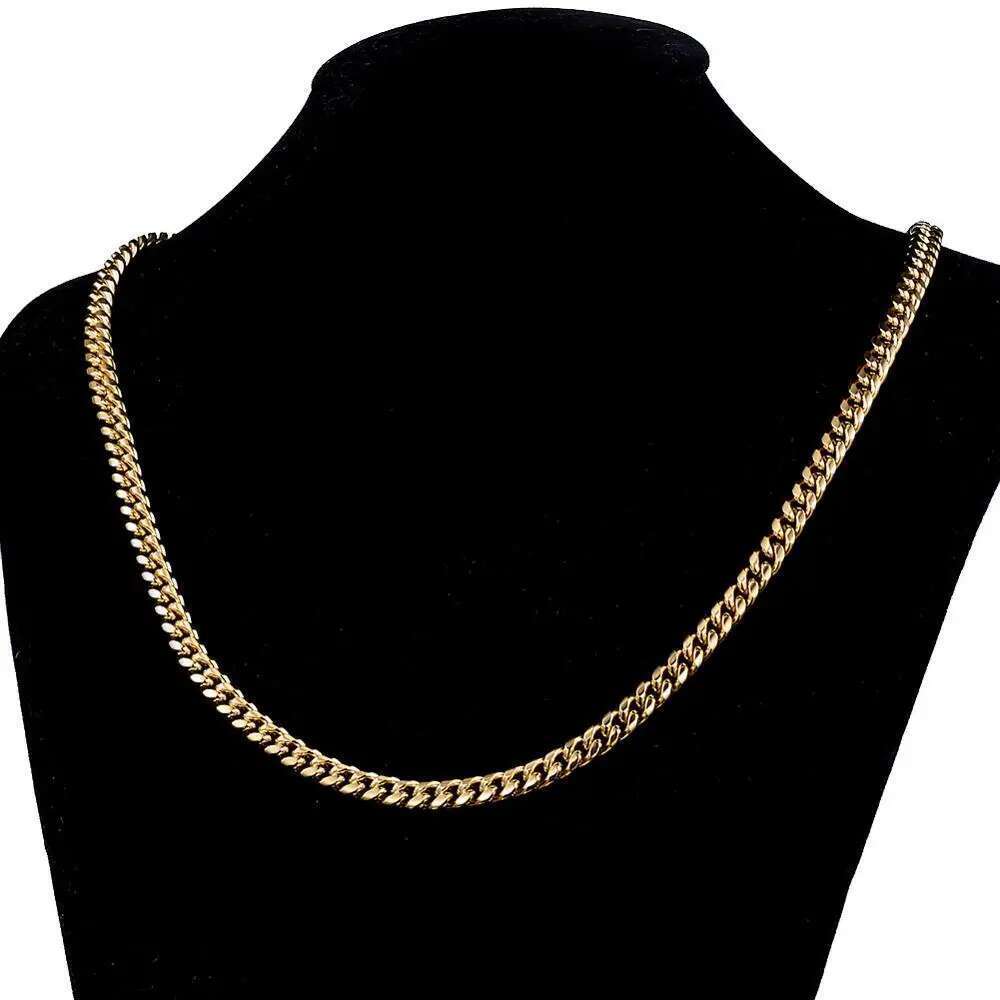 TOPGRILLZ Stainless Steel Gold Color Cuban Chain Faucet Button Hip Hop Fashion Jewelry For Gift 6MM/10MM/12MM/14MM/16MM/18MM