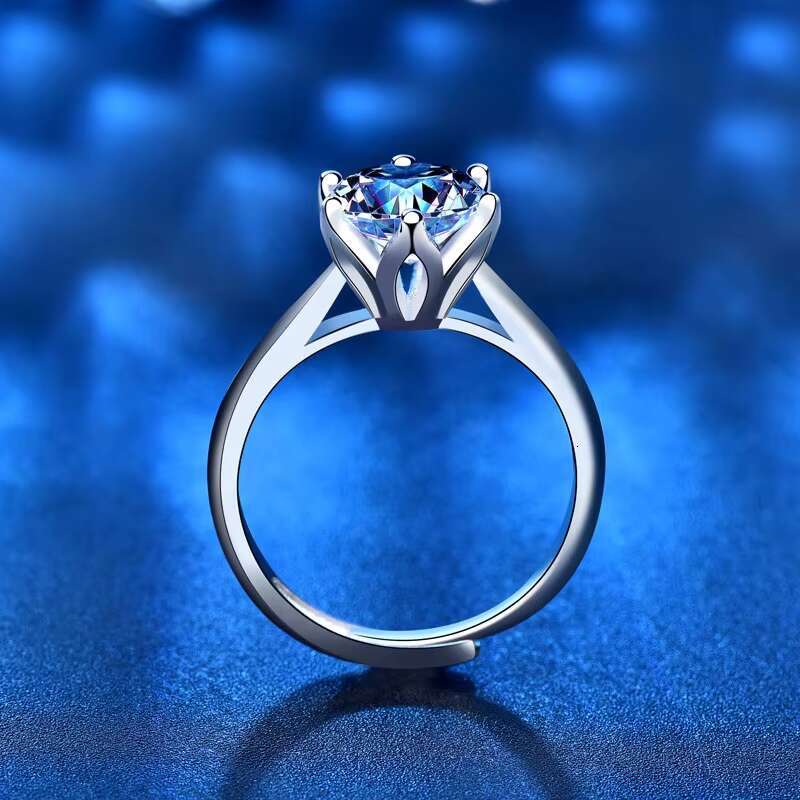 Engagement Statement Diamond Rings for Women Moissanite Ring S925 Sterling Silver 1/2ct Moissanite Ring for Wedding