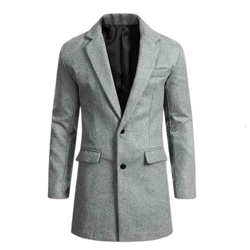 Winter Mens Jackets Officewear Outerwears Smart Casual Suit Lapel Coat Solid Jackets Man Mid-length Mens Single-Breasted SuitsT251125