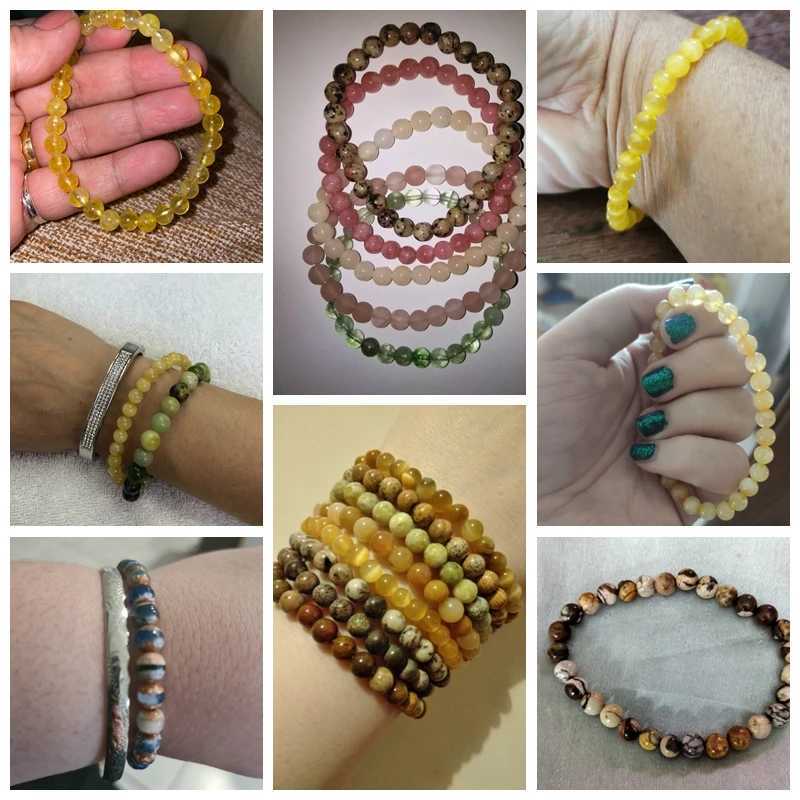Yellow Citrines Bracelet Natural Stone 6mm Beaded Bracelets For Women Men Tiger Eye Agates Stretch Bangle Healing Reiki Jewelry J251125