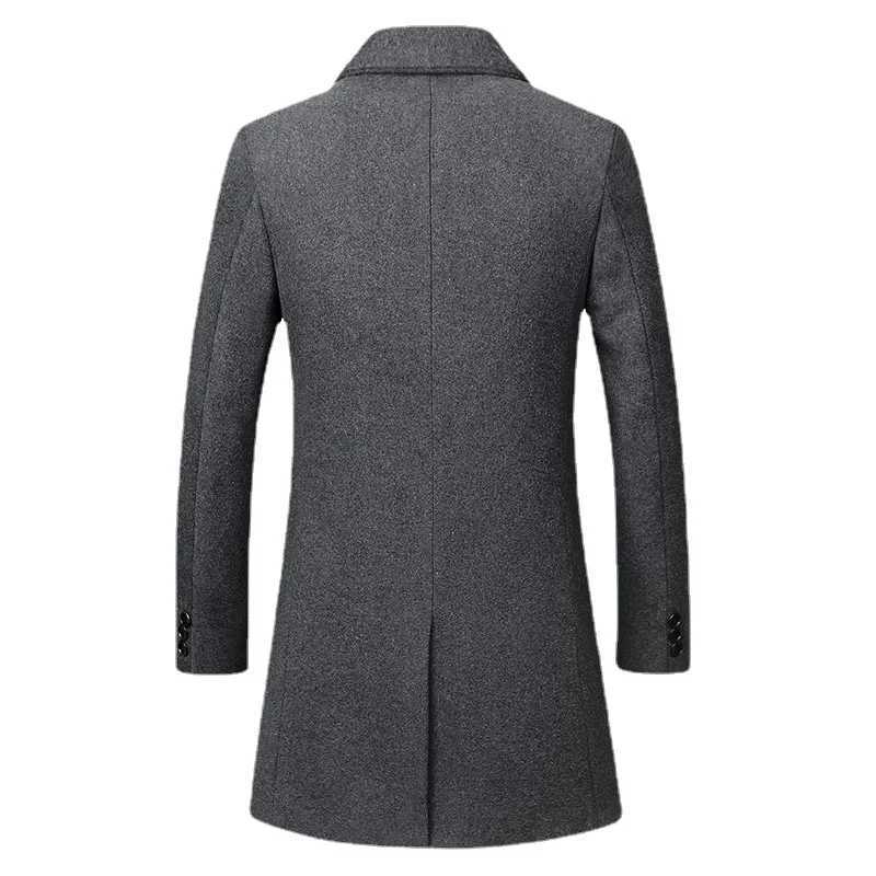 New Winter Men Cashmere Trench Coats Wool Blends Overcoats Business Casual Trench Long Jackets Male Slim Blends Coats Size 4XLT251125