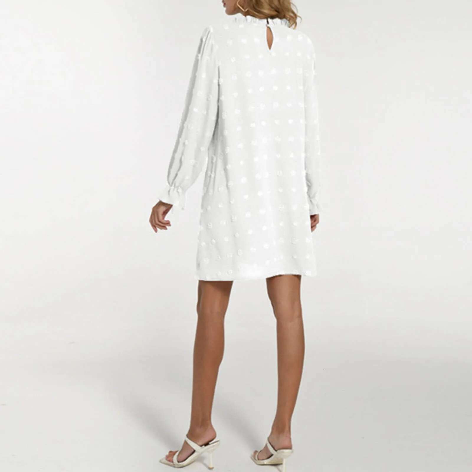 Dongdumaoyi Women Dress Bubble Embroidered Hairball Jacquard Long Sleeve Summer Wedding Guest Casual Mini Dresses For