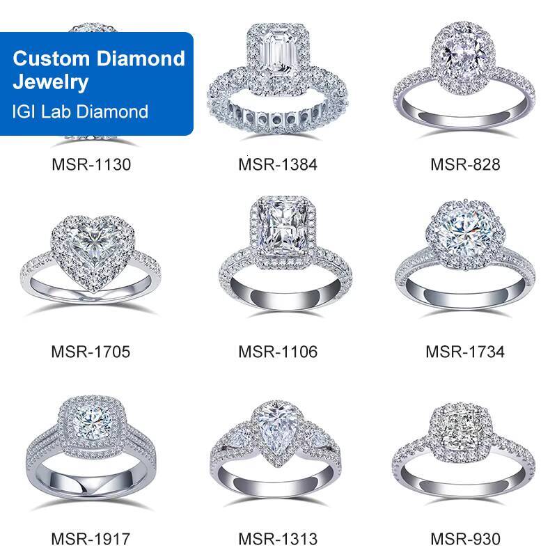Customized Jewelry 14K 18K IGI Lab Diamond Ring Eternity Wedding Diamond Engagement Ring