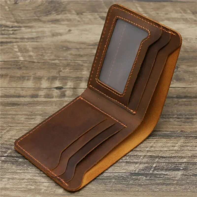 Men's Crazy Horse Genuine Leather Wallet, Card Bag, Simple Retro European And American Style, Mens Purse 2025