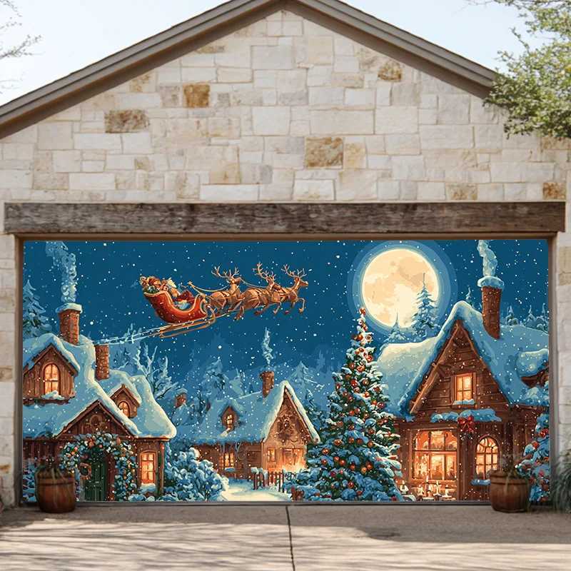 Christmas Backdrop Tapestry Garage Door Decor Outdoor Festival Party Hanging Banner Xmas Navidad Noel Natal Happy New Year 2026M251125