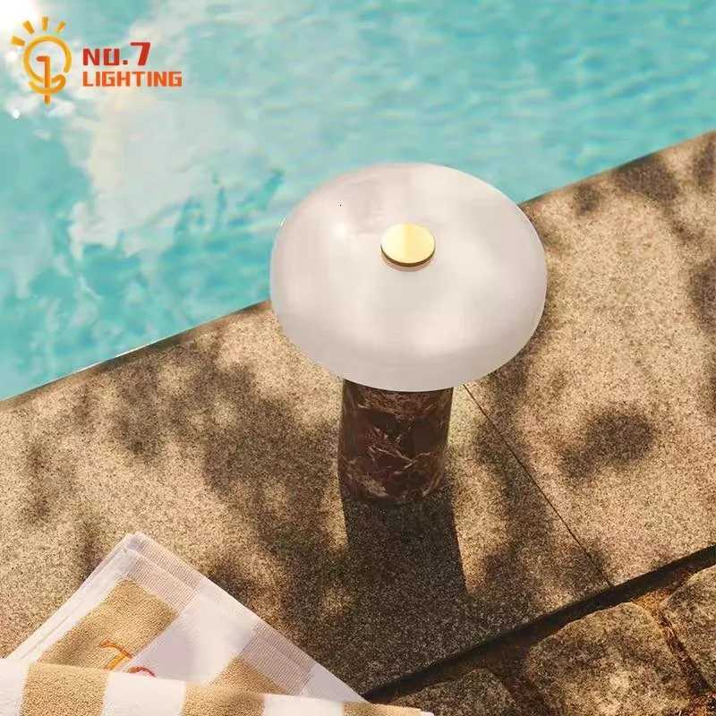 Danish Portable Charging Table Lamp with Touch Switch Atmosphere LED Marble Desk Lights Living Room Bedroom Bedside Study CafeM251125