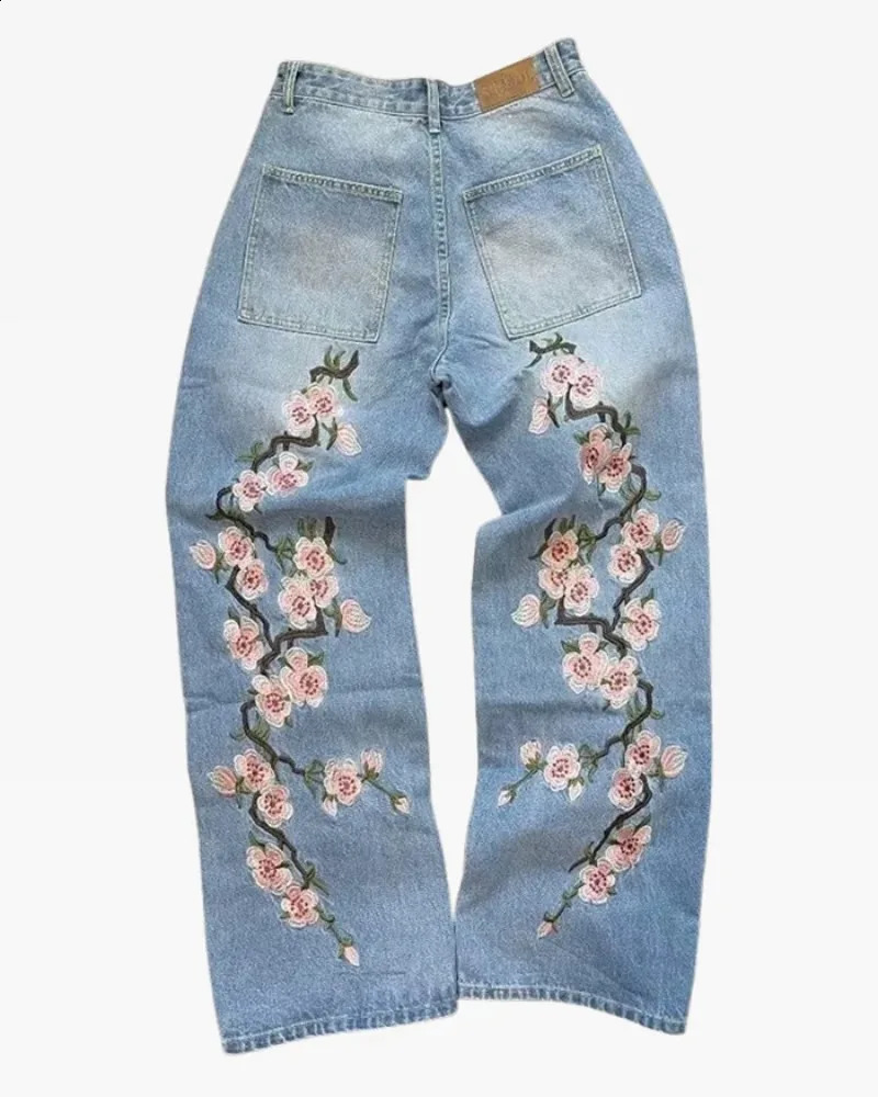 American Y2K Fashion Pattern Embroidered Jeans Street Hip Hop Clown Loose Straight Wide Leg Neutral Casual 250417