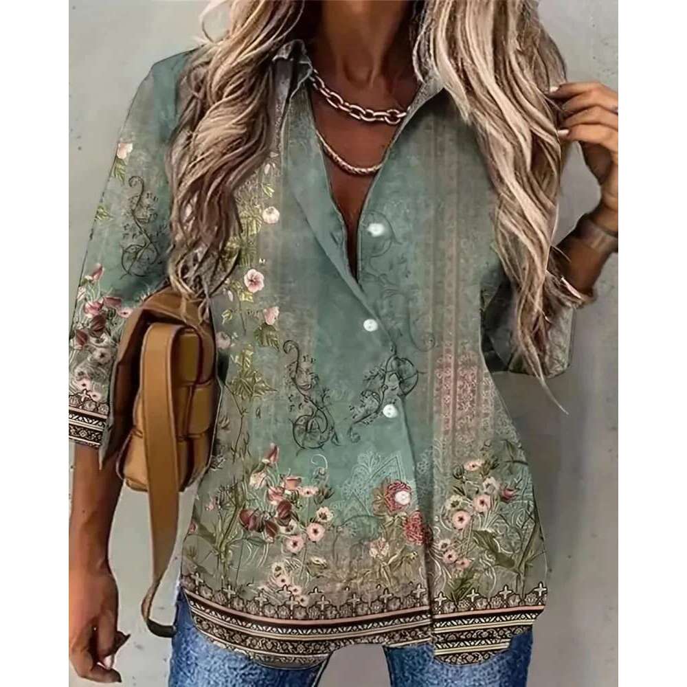Plus Size Elegant Loose Fashion Casual Woman Shirt Temperament Long Sleeve Blouse Holiday Weekend Top