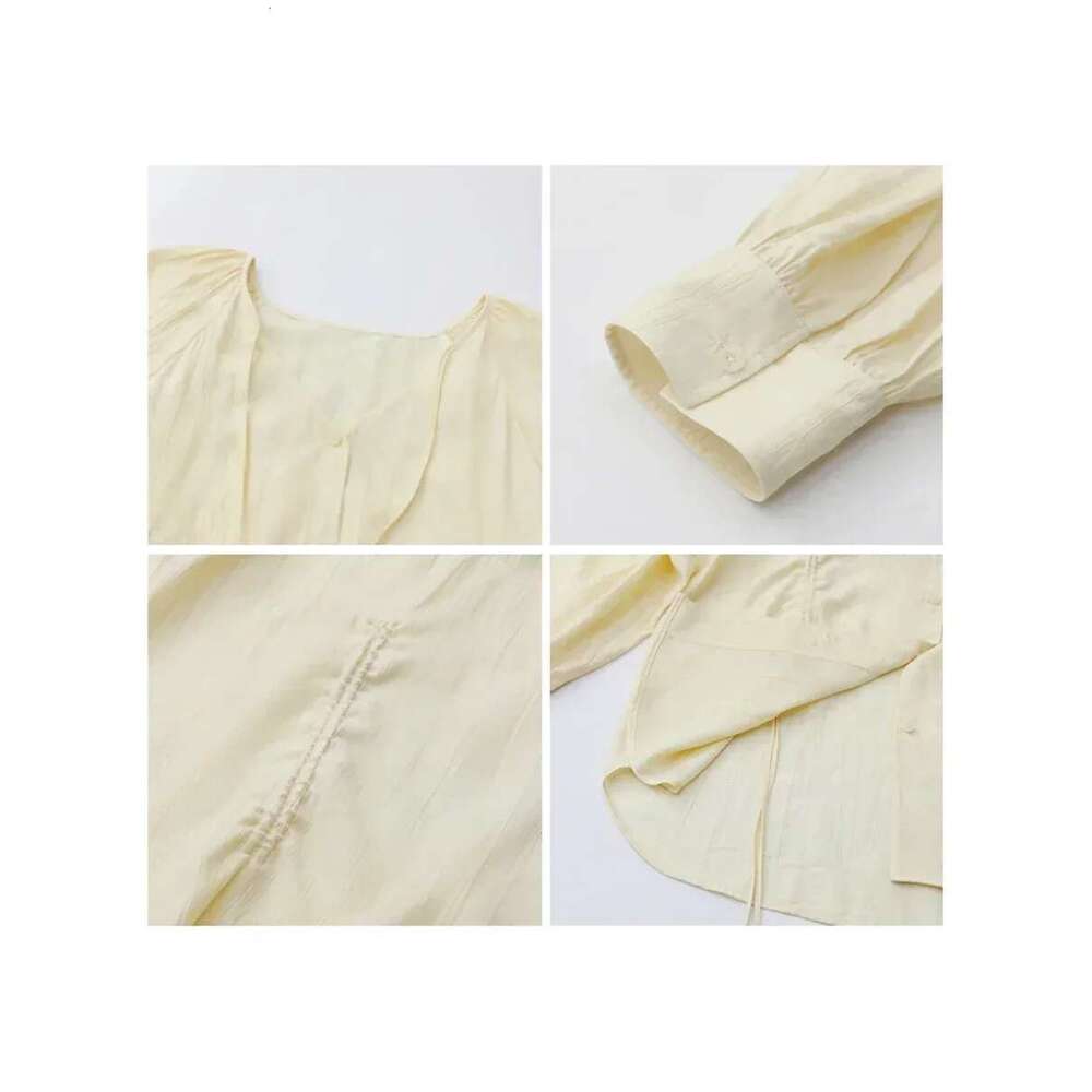 CHIC VEN Women Loose Lace Up Shirt Solid New Korean V-Neck Pleated Raglan Long Sleeved Blouses Female Tops Spring Summer 2025