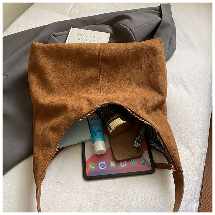 Suede Bucket Autumn Winter New Large Capacity Simple Underarm Tote Retro Commuting Personality Shoulder Bag for Women