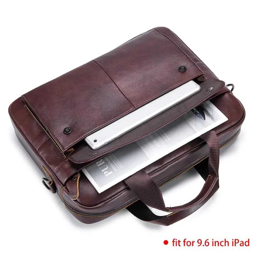 BULLCAPTAIN Mens Genuine Leather Handbag 14 Inch Laptop Briefcase Large Capacity Crossbody Business Computer Bag For ManT251125
