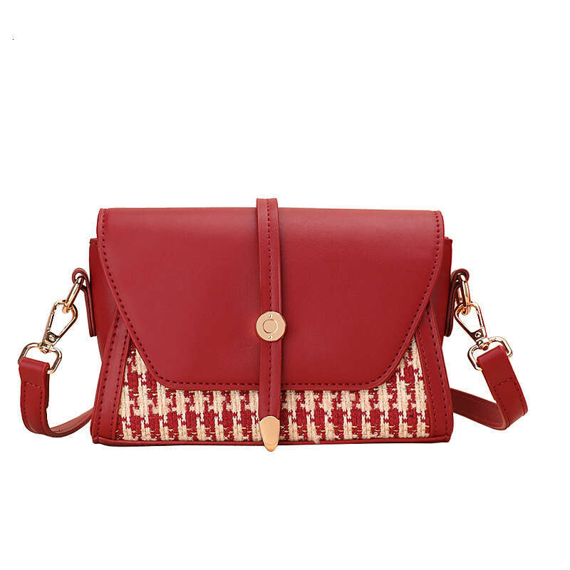 Thousand Bird Grid Red Female Niche Design Daily Usable Bridal High End Wedding Bag Crossbody Bag