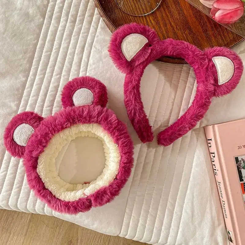 Disney Plush Series Disney Womens Face Wash Hair Cute Cartoon Loso Headband for Girls Soft and Warm Makeup Hair Accessories Christmas Gift X250425