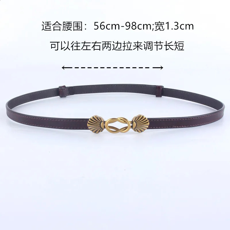 Maikun playful leather thin belt suitable for womens simple fully matched belt metal buckle belt 250422