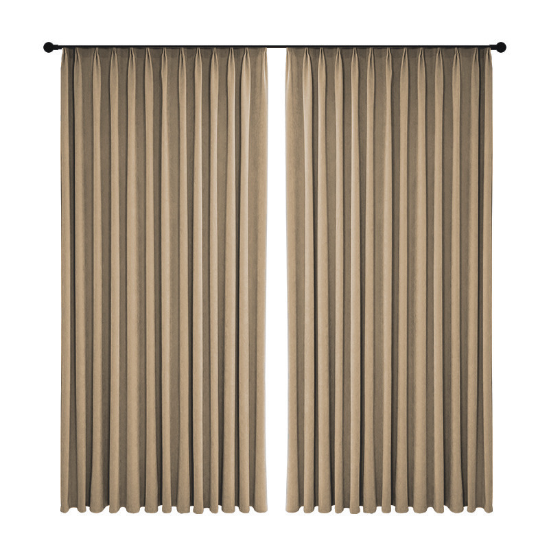 T0427 maternal and infant grade full blackout ultra-soft chenille curtain bedroom living room French cream style Shaoxing light luxury simple curtain