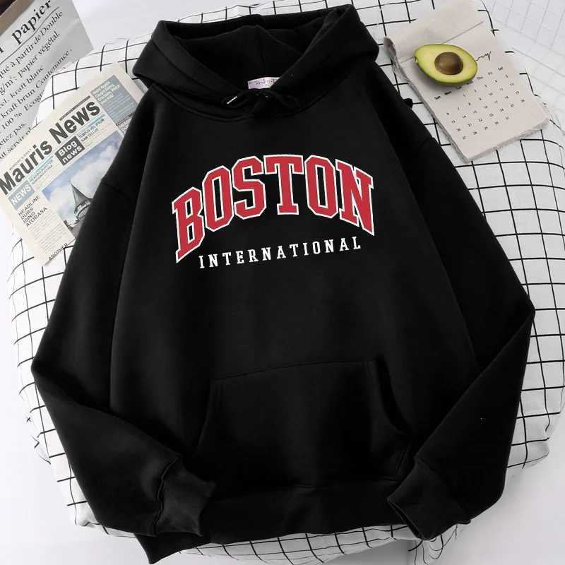 Osn Roolyn Letter Prt n Fshi Co Hoodie Casual Loose Hoodie with Long Sves on Both Sides Suitable for Men and Women w250425