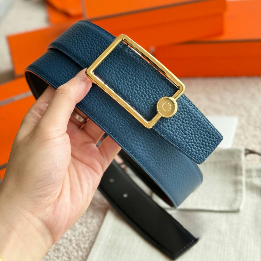 10a Belts Luxury Men Belt Designer Navy Blue Premium Leather Width 3.8cm Fashion Smooth Letters Buckle Decorate Jeans Pants