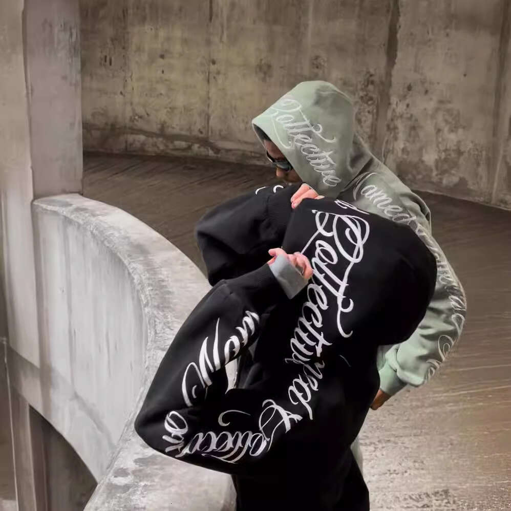 Letter embroidery, printed trendy brand, same style cardigan jacket, loose zippered hoodie, men's and women's hoodie