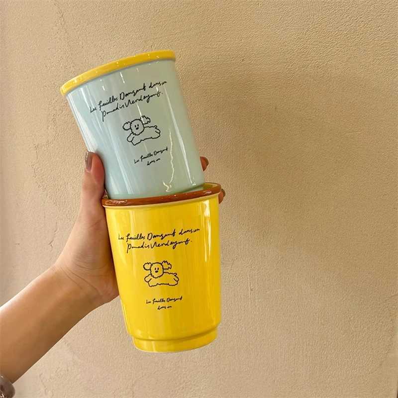 Cute Korean Coffee Cup 200/400ml Kawaii Ceramic Mug For Tea Milk Water Juice Mocha Lover Resuable Espresso Breakfast Cup Gift Y251125
