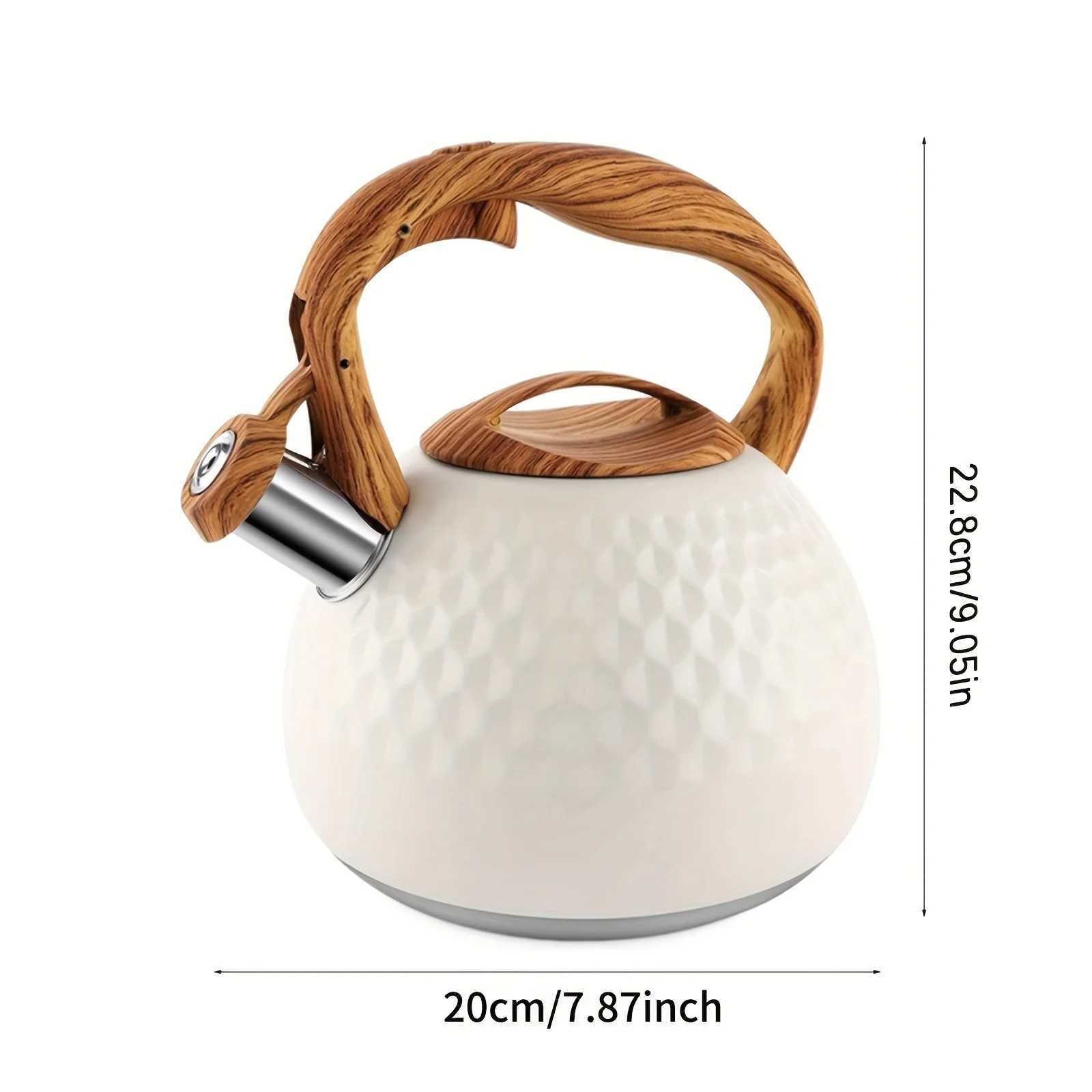 3L Stainless Steel Whistling Tea Kettle Wood Handle For All Stovetops Indoor Outdoor Use Easy Clean C251125