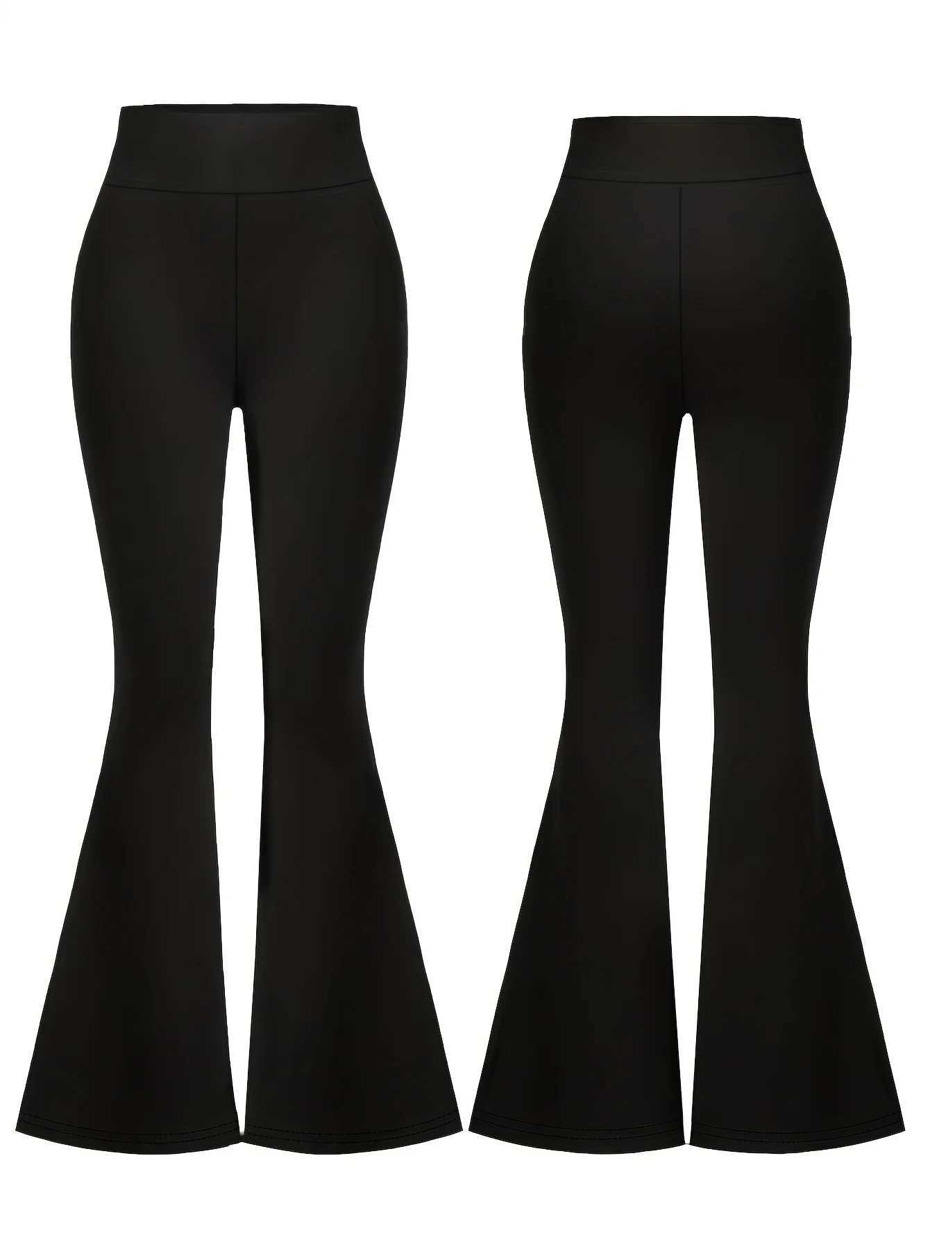 2 pieces of womens high waisted hip lifting flange pants - slim and suitable for tapered leg wide leg pants casual loose sports pantsC250425