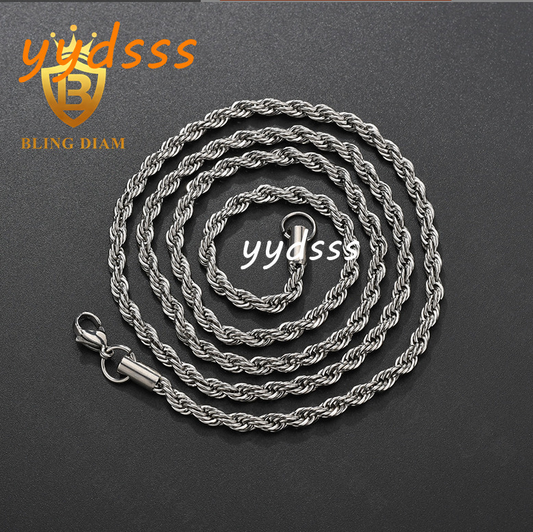 18k Gold Plated 2mm 2.5mm 3mm 4mm 5mm Stainless Steel Twisted Rope Chain for Men and Women Rope Gold Chain